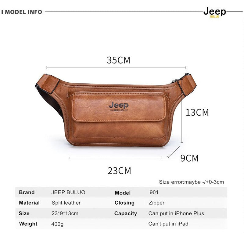 JEEPBULUO Men Waist Bag Pack Casual Functional Money Phone Belt Bag Male unisex  Sling Bag for Belt Leather Hip Bag Chest