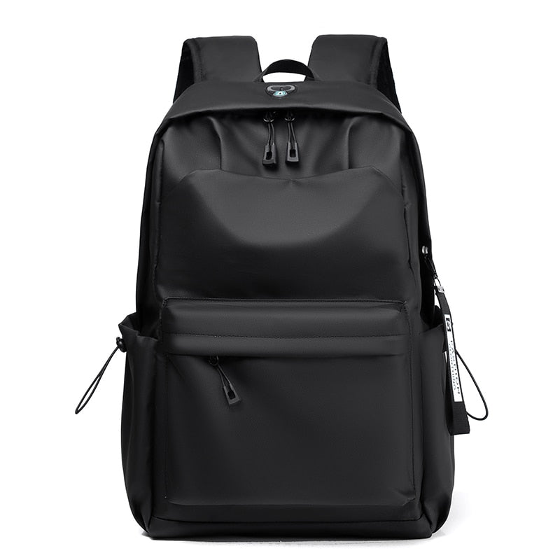 Solid Color Business Travel Backpack Man Nylon Lightweight Water Proof 14 Inch Laptop Backbag USB Teens School Back Pack Black