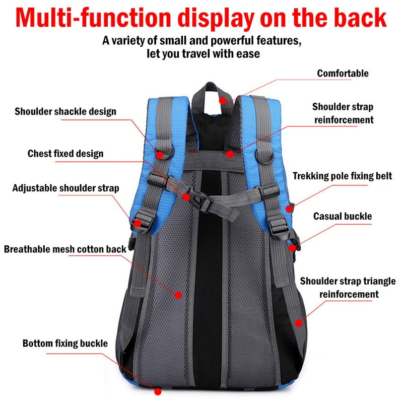 40L Outdoor Backpacks Nylon Waterproof Trekking Sport Bags Climbing Bags Sports Travel Camping Backpack