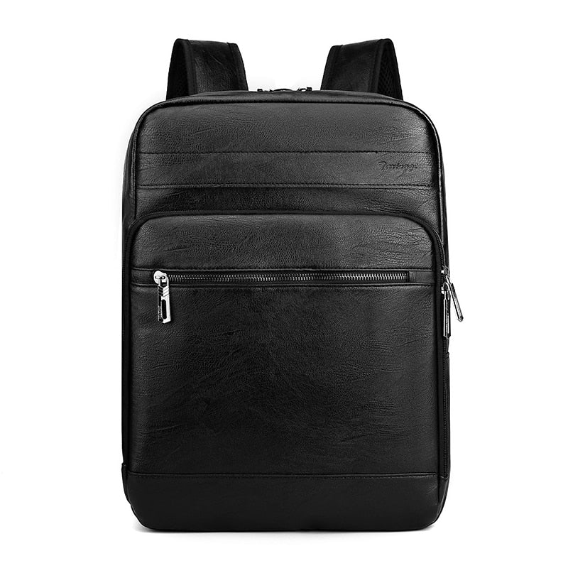 Backpack Men's PU Leather Retro Back Pack Male Multifunctional Business Laptop Bag European American Fashion Student School Bag