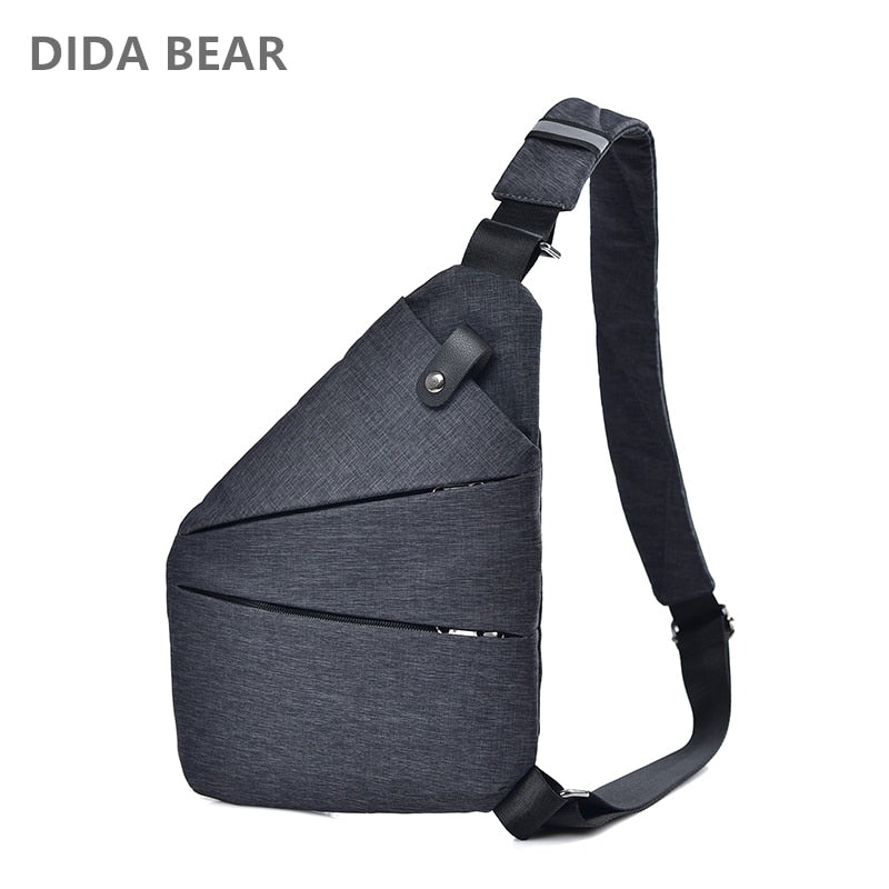 DIDA BEAR Summer Black Single Shoulder Bags for Men Waterproof Nylon Anti Theft Crossbody bags Male Chest Bag Blue Red