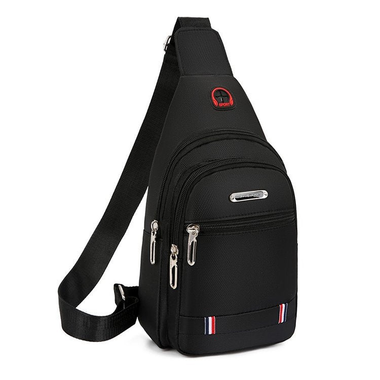 Men'S Fashion Double Layer Large Space Chest Bag Crossbody One Shoulder Zipper Buckle Oxford Fabric Crossbody Bag