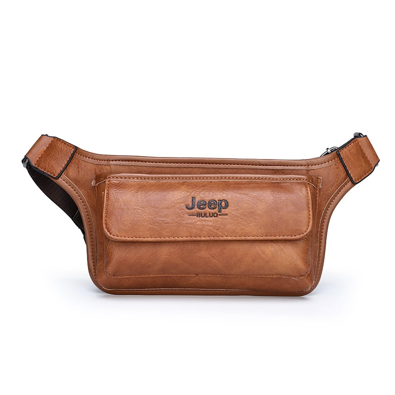 JEEPBULUO Men Waist Bag Pack Casual Functional Money Phone Belt Bag Male unisex  Sling Bag for Belt Leather Hip Bag Chest