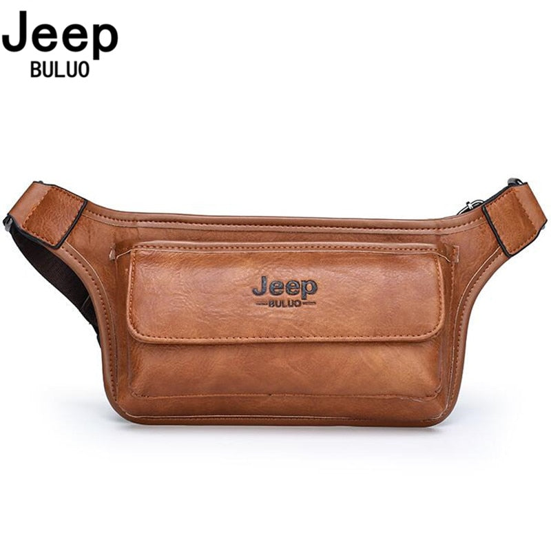 JEEPBULUO Men Waist Bag Pack Casual Functional Money Phone Belt Bag Male unisex  Sling Bag for Belt Leather Hip Bag Chest