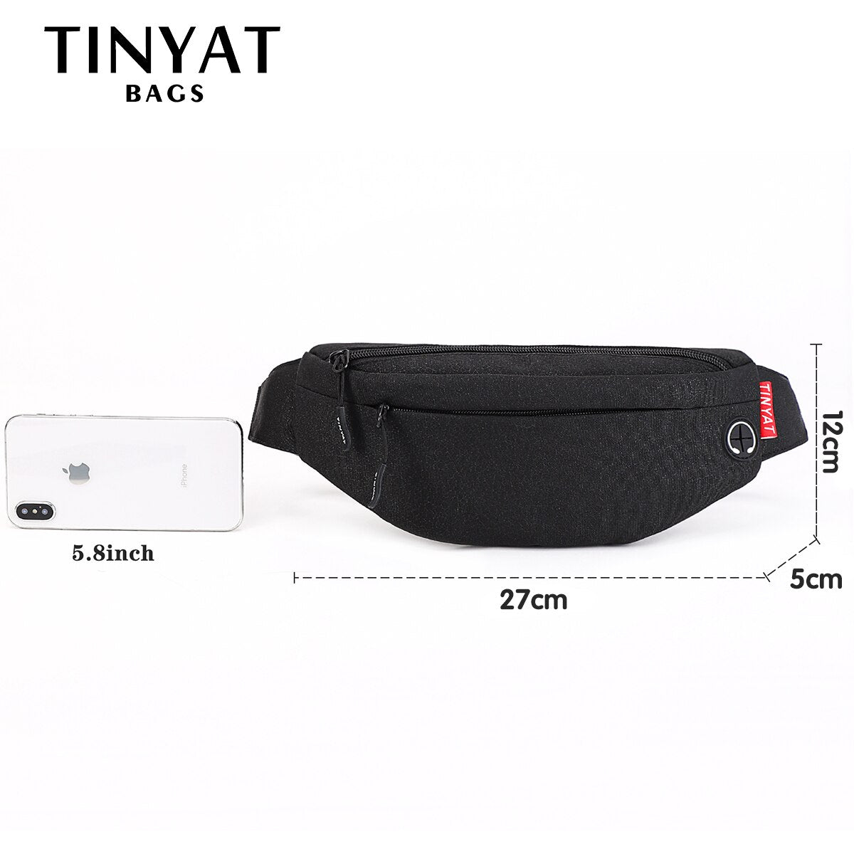 TINYA Canvas Men Fanny Pack waterproof Outdoor Sports Banana Waist pack male Black Chest Pack Teenager Crossbody Phone Pouch Bag