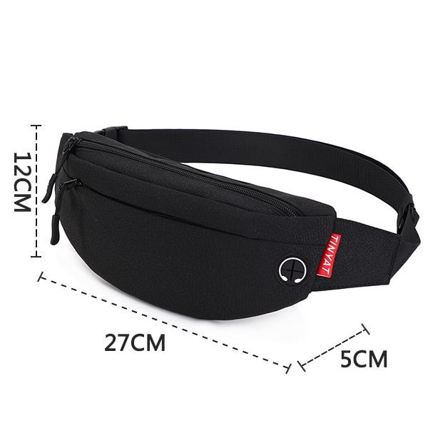 TINYA Canvas Men Fanny Pack waterproof Outdoor Sports Banana Waist pack male Black Chest Pack Teenager Crossbody Phone Pouch Bag