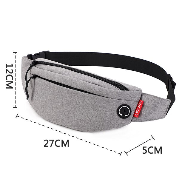 TINYA Canvas Men Fanny Pack waterproof Outdoor Sports Banana Waist pack male Black Chest Pack Teenager Crossbody Phone Pouch Bag