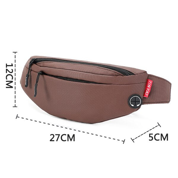 TINYA Canvas Men Fanny Pack waterproof Outdoor Sports Banana Waist pack male Black Chest Pack Teenager Crossbody Phone Pouch Bag