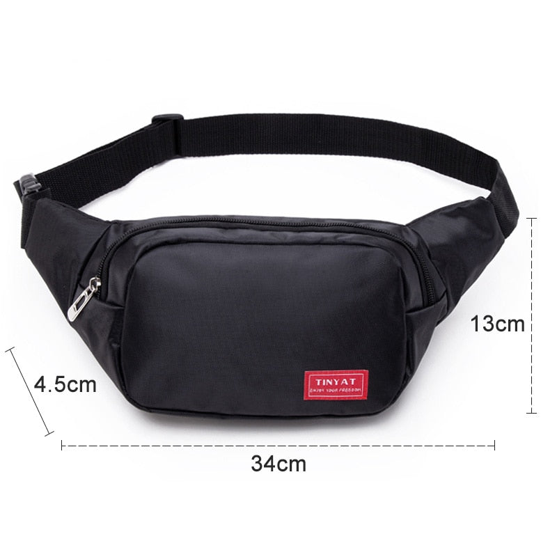 TINYA Canvas Men Fanny Pack waterproof Outdoor Sports Banana Waist pack male Black Chest Pack Teenager Crossbody Phone Pouch Bag