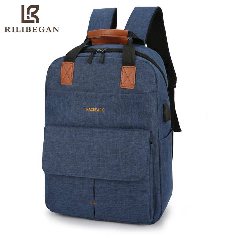 New Casual Nylon Men Backpack USB Charging Business Travel Backpack Men Large Capacity Laptop Backpack Men Concise School Bag